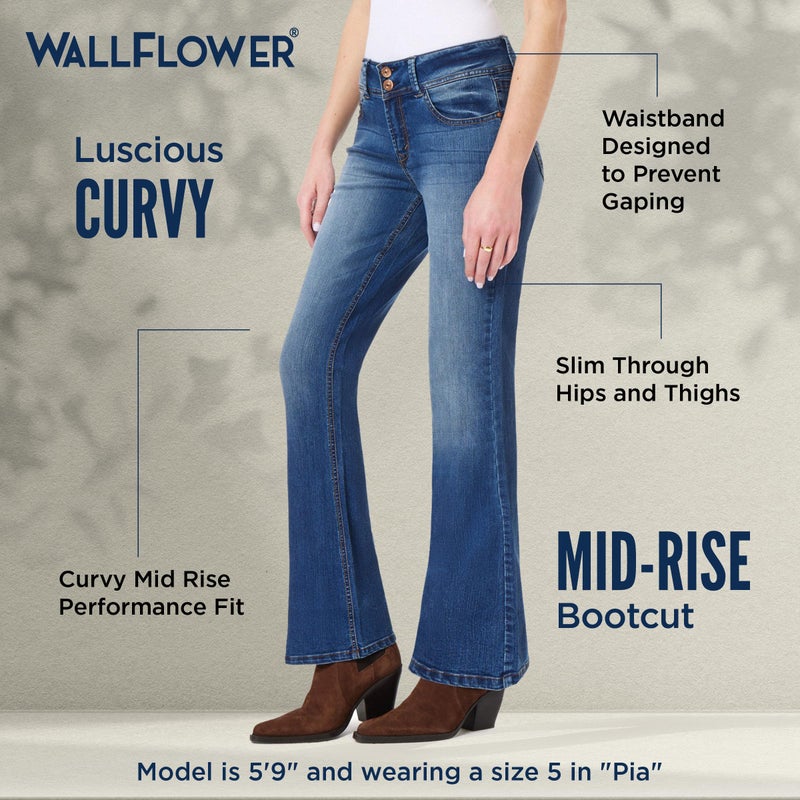 WallFlower Women's InstaStretch Luscious Curvy Bootcut Jeans, Pia, 11 - Image 4