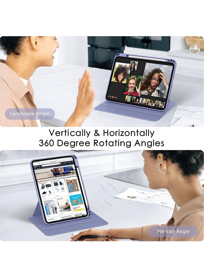 Rock Pow Rotating Case for iPad Air 11 inch(M3/M2) 2025/2024,iPad Air 5th 10.9 Inch (2022)/Air 4th 10.9 Inch (2020) Case with Pencil Holder,Trifold Stand Shockproof 360 Degree Rotation Cover Clear Transparent Back, Auto Wake/Sleep  - Image 3