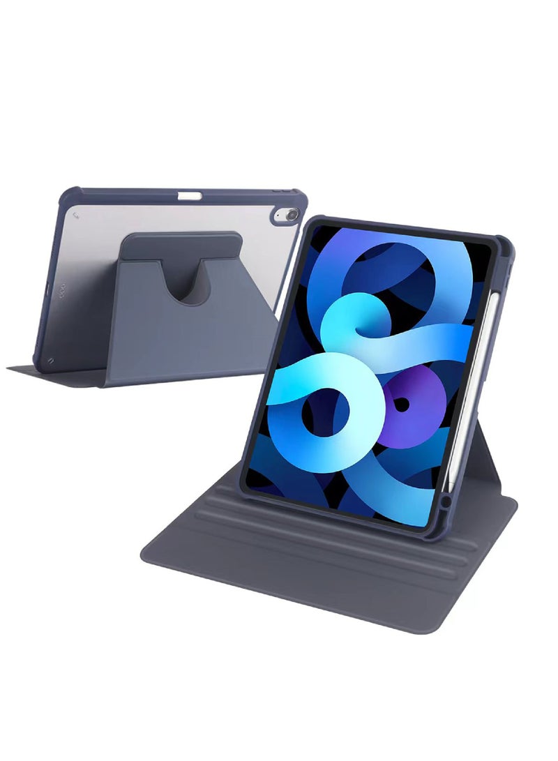 Rock Pow Rotating Case for iPad Air 11 inch(M3/M2) 2025/2024,iPad Air 5th 10.9 Inch (2022)/Air 4th 10.9 Inch (2020) Case with Pencil Holder,Trifold Stand Shockproof 360 Degree Rotation Cover Clear Transparent Back, Auto Wake/Sleep  - Image 1