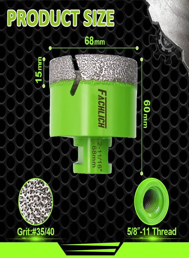 FACHLICH Diamond Core Drill Bits,2-2/3" 68mm Ceramic Tile Drill Bits Vacuum Brazed Diamond Hole Saw for Porcelain Tile,Granite,Marble,Concrete,Masonry,Brick - Image 2