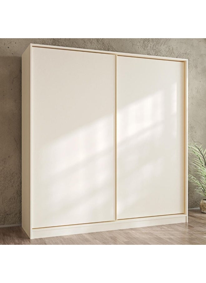 DANUBE HOME Manila 2Mtr Sliding Door Wardrobe Extra Sturdy Closet Clothes Storage Cupboard Modern Design Space Saving Sliding Door Cabinet For Bedroom L200Xw60Xh209Cm - Cream  - Image 3