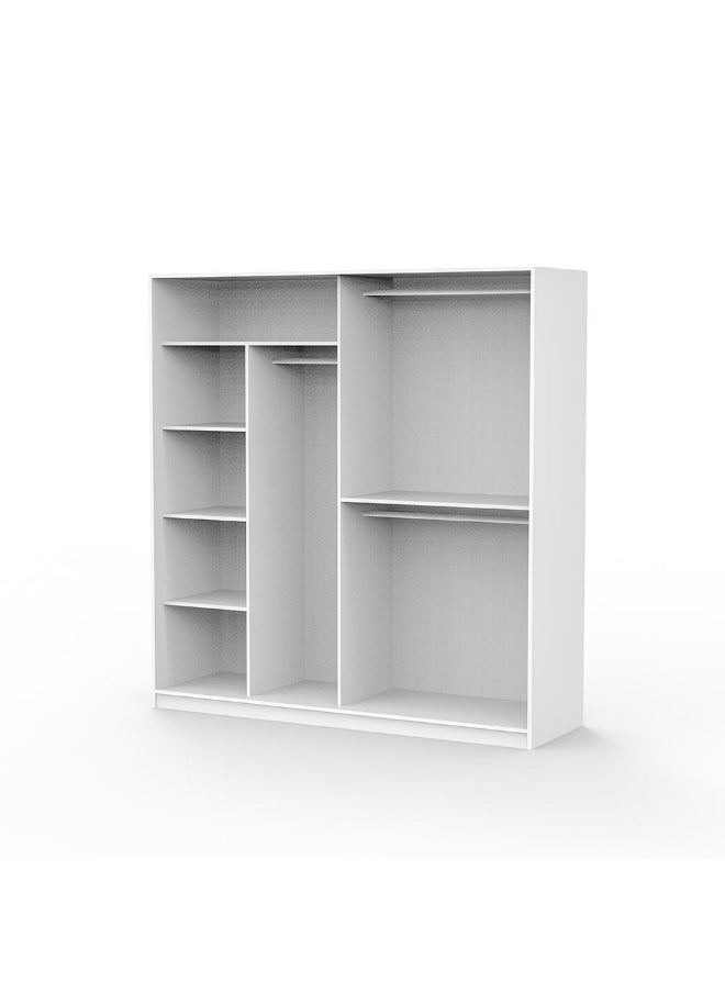 DANUBE HOME Manila 2Mtr Sliding Door Wardrobe Extra Sturdy Closet Clothes Storage Cupboard Modern Design Space Saving Sliding Door Cabinet For Bedroom L200Xw60Xh209Cm - Cream  - Image 2