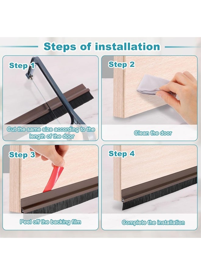 HQ-GAMING - Door Draft Stopper Adhesive Door Weather Stripping Door Bottom Seal Strip Under Door Sweep with Brush for Cold Insulation Dust Noise Blocker Door Brush Bottom Sweep Weatherproofing Solution for Gaps (White) - Image 1