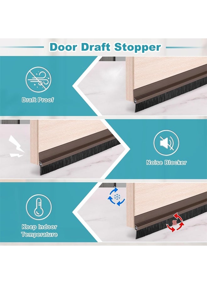 HQ-GAMING - Door Draft Stopper Adhesive Door Weather Stripping Door Bottom Seal Strip Under Door Sweep with Brush for Cold Insulation Dust Noise Blocker Door Brush Bottom Sweep Weatherproofing Solution for Gaps (White) - Image 1