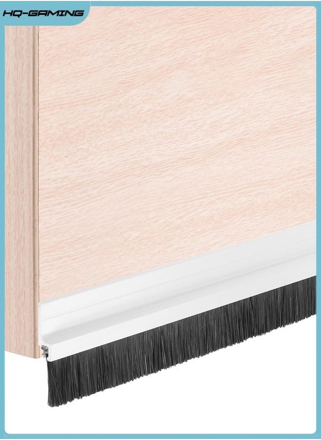 HQ-GAMING - Door Draft Stopper Adhesive Door Weather Stripping Door Bottom Seal Strip Under Door Sweep with Brush for Cold Insulation Dust Noise Blocker Door Brush Bottom Sweep Weatherproofing Solution for Gaps (White) - Image 1