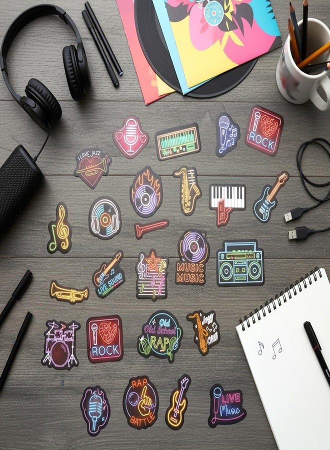 ElevateTech 100Pcs Cool Neon Stickers Music Stickers Waterproof Vinyl Sticker Rock and Roll StickersMusic Band Decor Party Favors Birthday Party Decorations for Water Bottle Luggage Helmet - Image 4