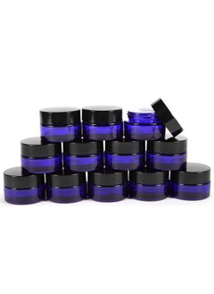 Vivaplex Vivaplex, 12, Cobalt Blue, 15 ml, Round Glass Jars, with Inner Liners and black Lids  - Image 1