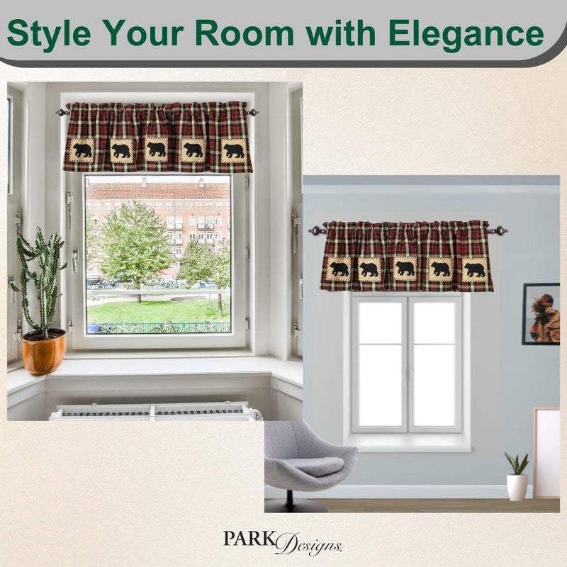 Park Designs Concord Bear Applique Valance - Black & Tan | Farmhouse Window Valance | Cabin & Lodge Decor | 60" x 14" | Country Chic Window Treatment | Cotton Lined Curtain | Rustic Home Accent - Image 5