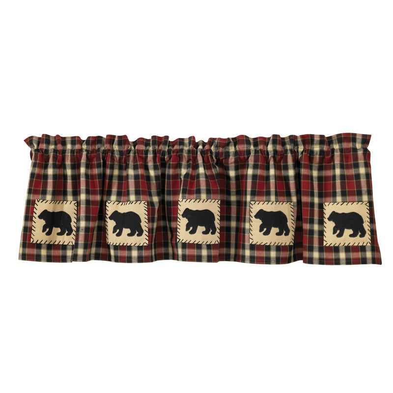 Park Designs Concord Bear Applique Valance - Black & Tan | Farmhouse Window Valance | Cabin & Lodge Decor | 60" x 14" | Country Chic Window Treatment | Cotton Lined Curtain | Rustic Home Accent - Image 1
