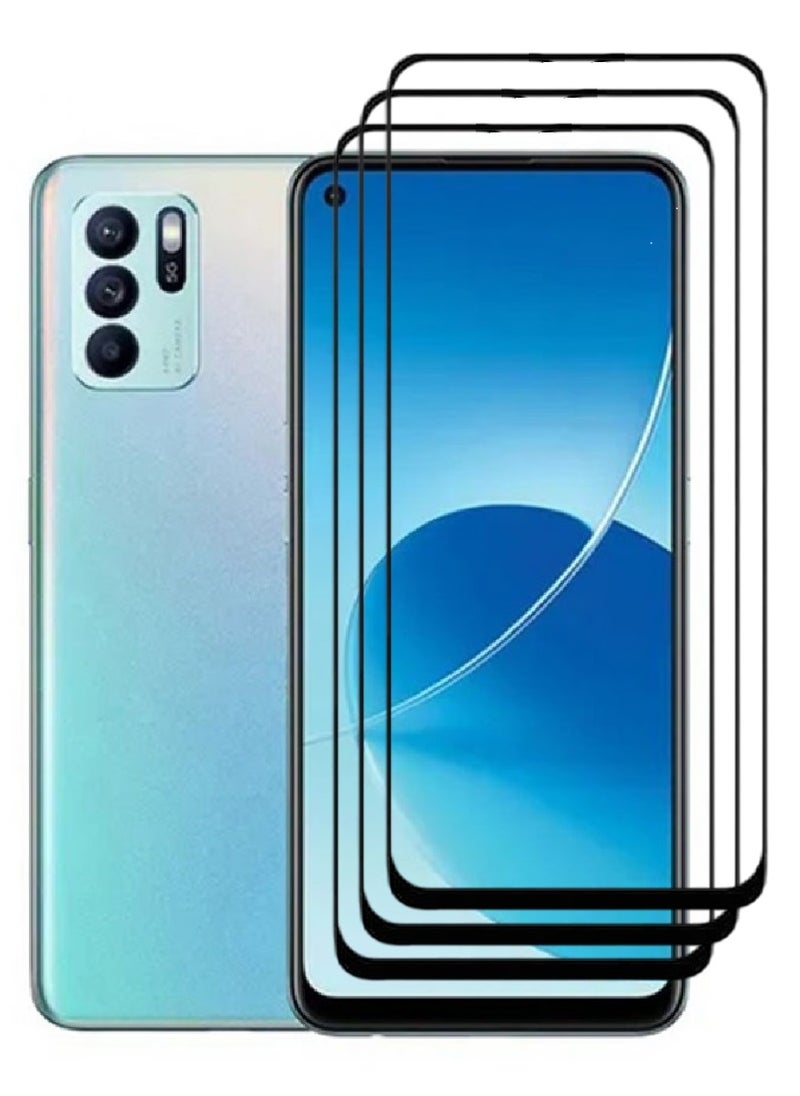 AINA 3 Pieces Tempered Glass Screen Protector 5D Designed For Oppo Reno6 Full Glue Edge to Edge Full Screen Coverage And Bubble Free - Image 1