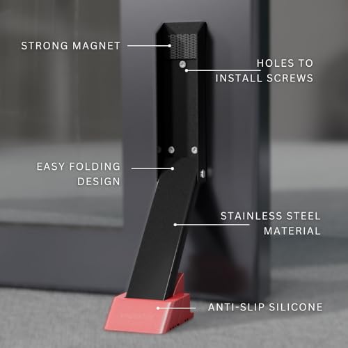 vaanshie 2 Pack Door Stop No Drill Door Stoppers Kickdown Doorstop for Home Glass Doors Outdoors Easy to Install Doors with Self Adhesive Door Stopper No Screw Flip Down Portable Door Stopper Black - Image 3