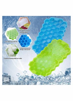 Y&D Ice Cube Tray Silicone Trays with No-Spill Removable Lid, Easy-Release and Flexible, BPA Free, Stackable Durable Dishwasher Safe, for Whiskey- Green Blue, 2 Pack  - Image 4