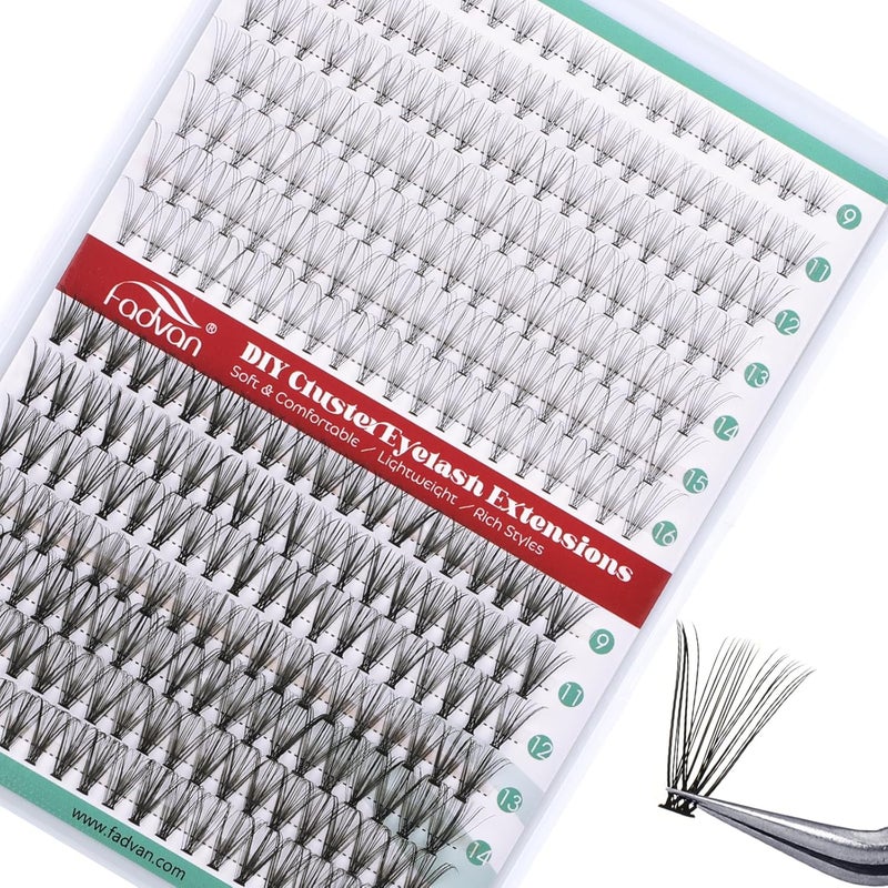 FADVAN Cluster Eyelash Extension Individual Lashes Cluster Premade Volume Lashes Individual DIY Natural False Lash At Home 1020D 007D Curl Mixed 916mm