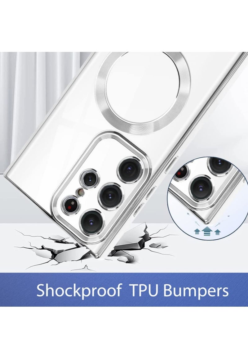 ELTRAZONE Magnetic Clear Case for Galaxy S22 Ultra Case,Compatible with MagSafe, Love Heart Design Electroplated Case Soft TPU Shockproof Full Camera Lens Protective Case for Samsung Galaxy S22 Ultra - Image 2