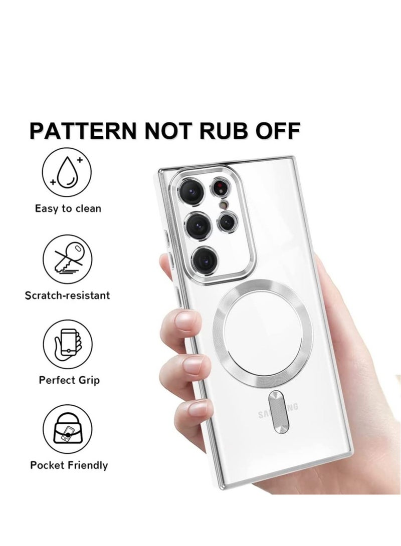 ELTRAZONE Magnetic Clear Case for Galaxy S22 Ultra Case,Compatible with MagSafe, Love Heart Design Electroplated Case Soft TPU Shockproof Full Camera Lens Protective Case for Samsung Galaxy S22 Ultra - Image 3