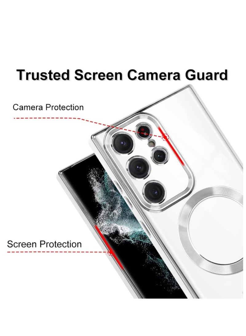 ELTRAZONE Magnetic Clear Case for Galaxy S22 Ultra Case,Compatible with MagSafe, Love Heart Design Electroplated Case Soft TPU Shockproof Full Camera Lens Protective Case for Samsung Galaxy S22 Ultra - Image 4