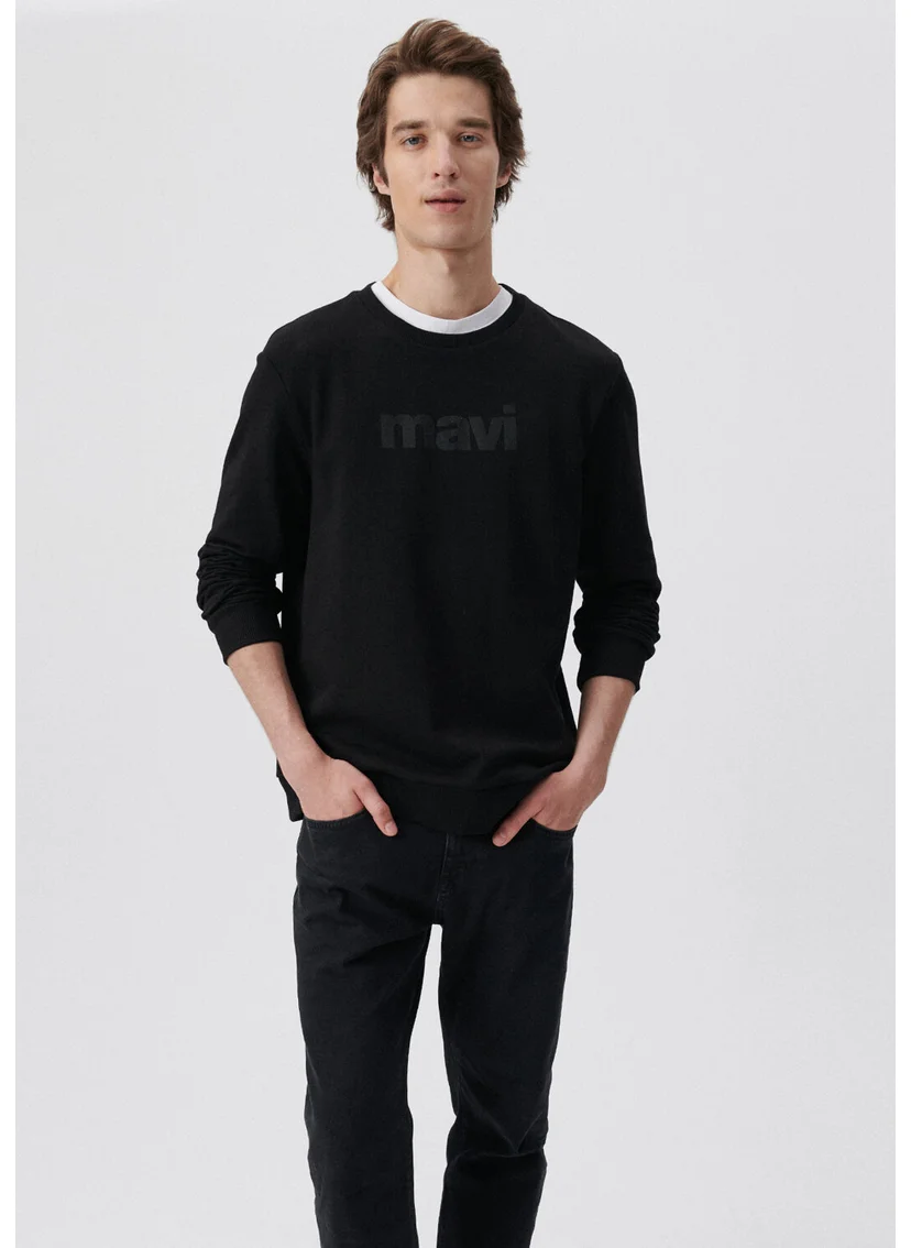 مافي Blue Men's Blue Logo Printed Black Sweatshirt 066303-900