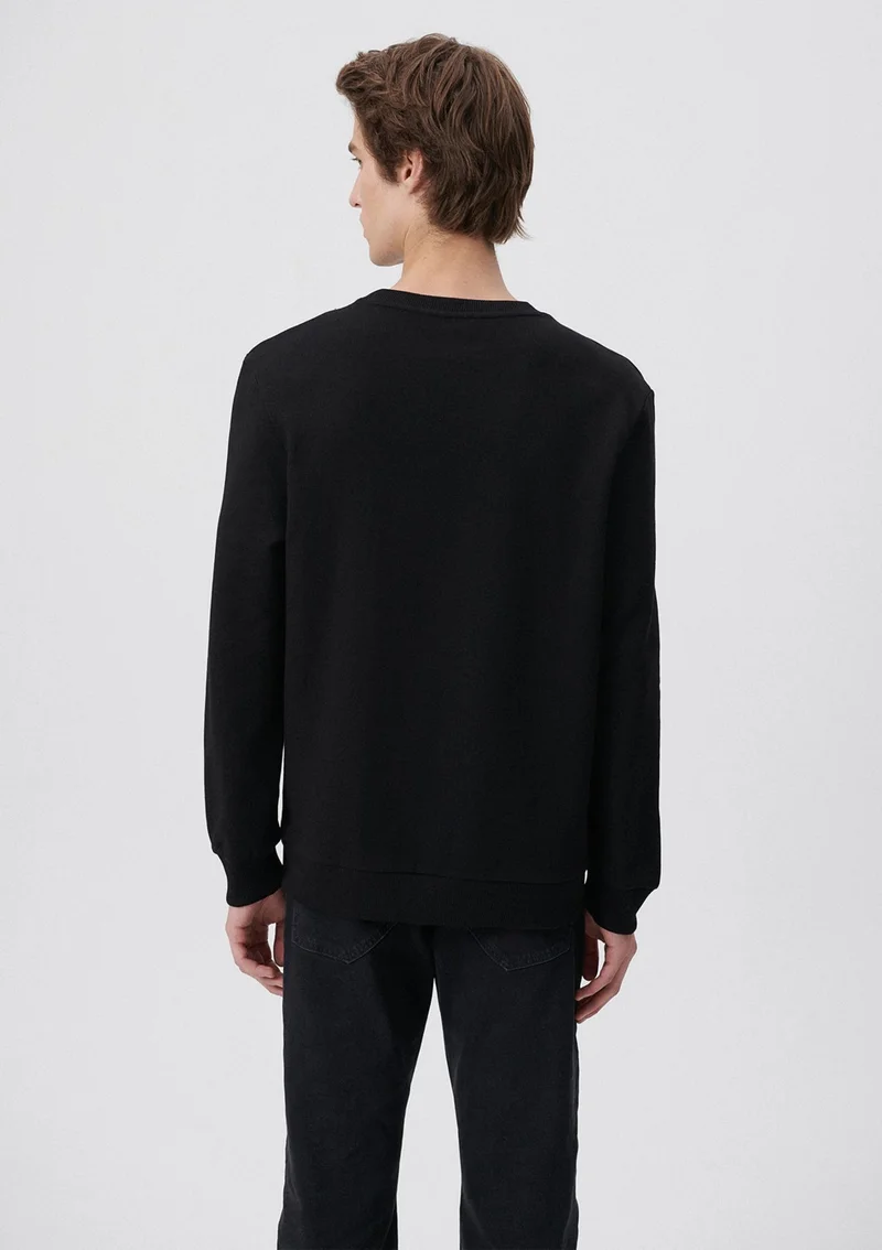 MAVI Blue Men's Blue Logo Printed Black Sweatshirt 066303-900