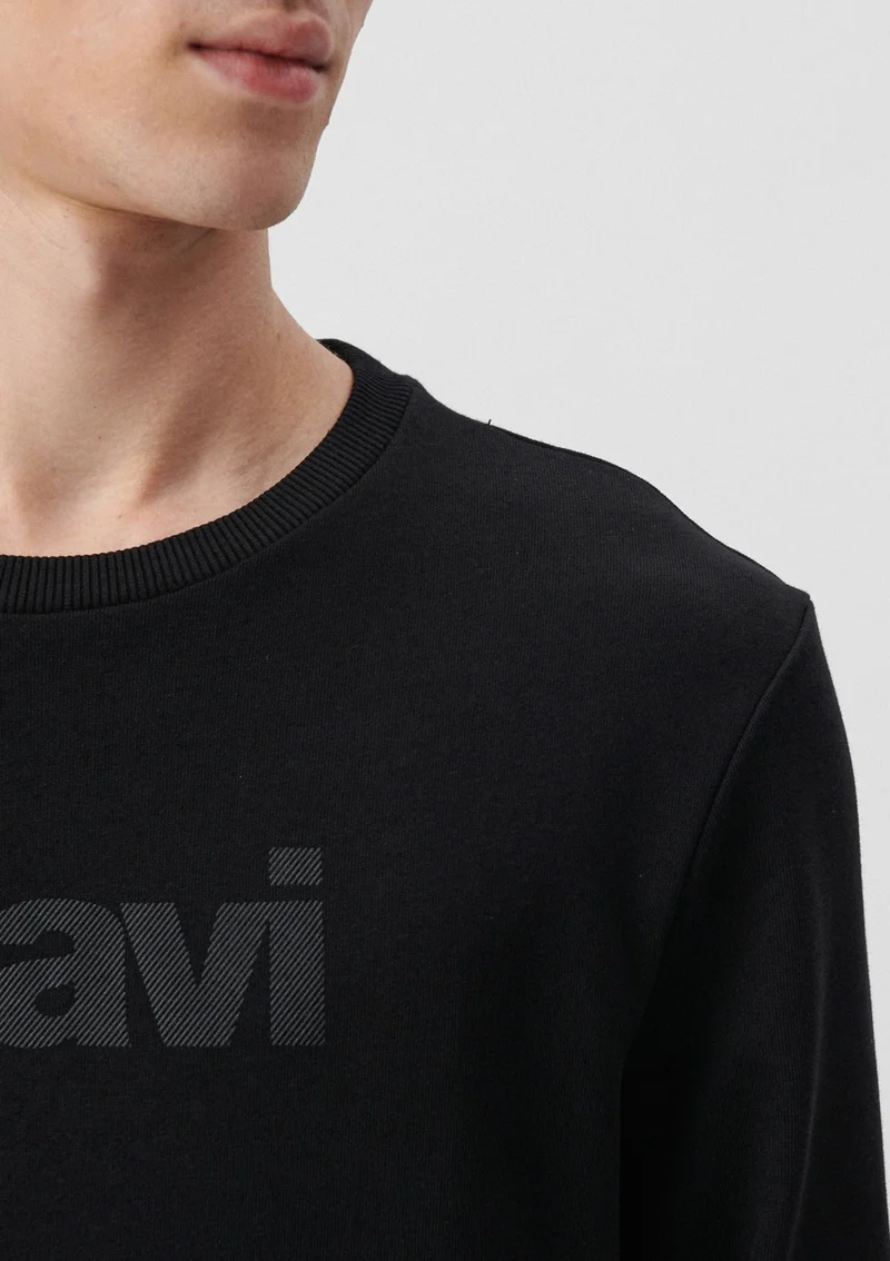 MAVI Blue Men's Blue Logo Printed Black Sweatshirt 066303-900