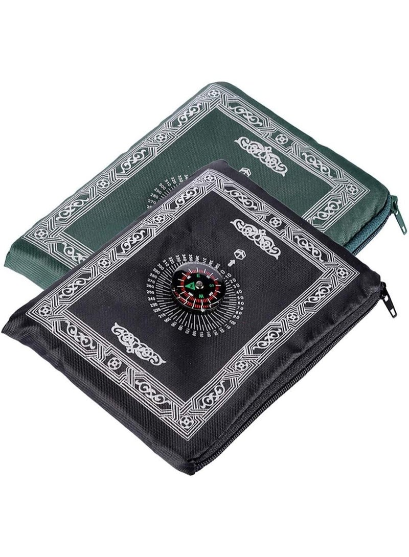 Beauenty 2 Pieces Portable Travel Prayer Mat with Compass, Waterproof Polyester Prayer Rug, Muslim Travel Prayer Mat, for Ramadan Gifts (60cm×100cm) - Image 1