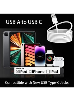 Generic USB A to USB C CarPlay Cable for iPhone 16 Pro Max/iPhone 16/16 Plus/iPhone 15 Pro Max/iPhone 15/15 Plus CarPlay Charger, for fast charging iPad, Galaxy devices, and others (1 meter)  - Image 5