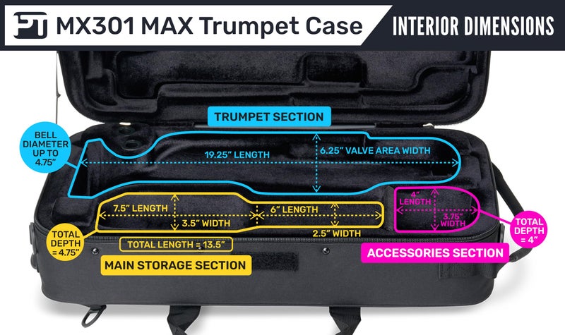 Protec Trumpet MAX Rectangular Case with Interior Mute Storage, Model MX301 - Image 5