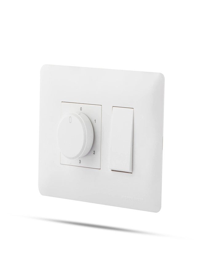 Wipro Northwest (Venia) Switch Combo of 3M Plate + 1M 6A Switch + 5 Step Fan Regulator, White (Kit 6) - Image 2