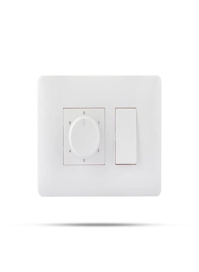 Wipro Northwest (Venia) Switch Combo of 3M Plate + 1M 6A Switch + 5 Step Fan Regulator, White (Kit 6) - Image 1