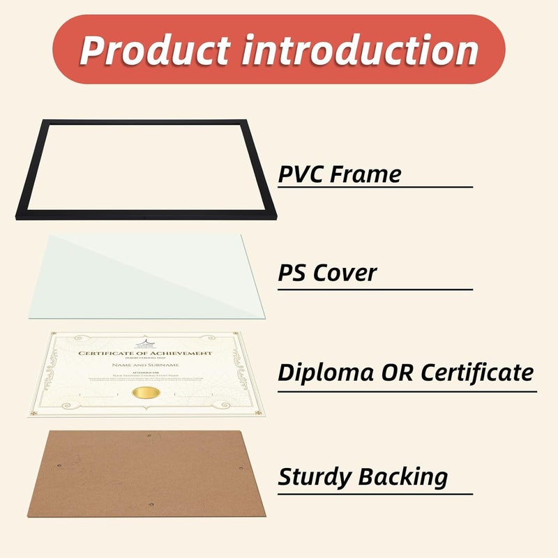 Rempry 8.5 x 11 Picture Frame Set of 16, Certificate Frames 8.5 by 11, Black Photo Frame for Diploma Document, Tabletop and Wall Display - Image 4