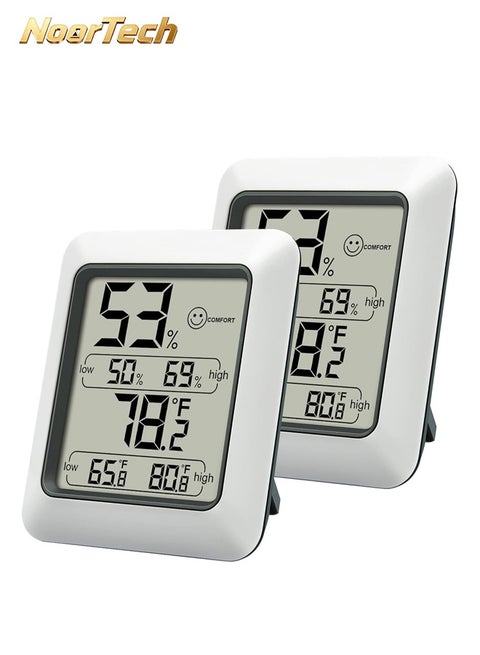 Digital Hygrometer Indoor Thermometers with Humidity Gauge and Temperature Monitor Mini Room Thermometer for Home Office Nursery Baby Room Greenhouse (White  2PCS)