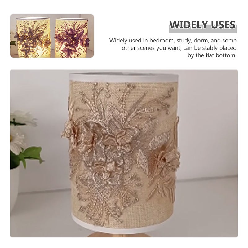 2pcs Lamp Bedside Night Lamp USB Desk Lamp Fabric Nightstand Light Floral Table Lamp - Image 4
