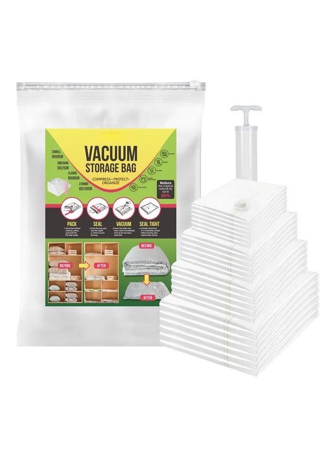 A.M 22 Vacuum Storage Bags for Clothes -6 Jumbo,5 Large,5 Medium & 6 Small - Space Saver Vacuum Bags for Comforters, Blankets, Bedding, Pillow - Travel Essentials, Seal Bags Clothing with Plastic Pump - Image 1