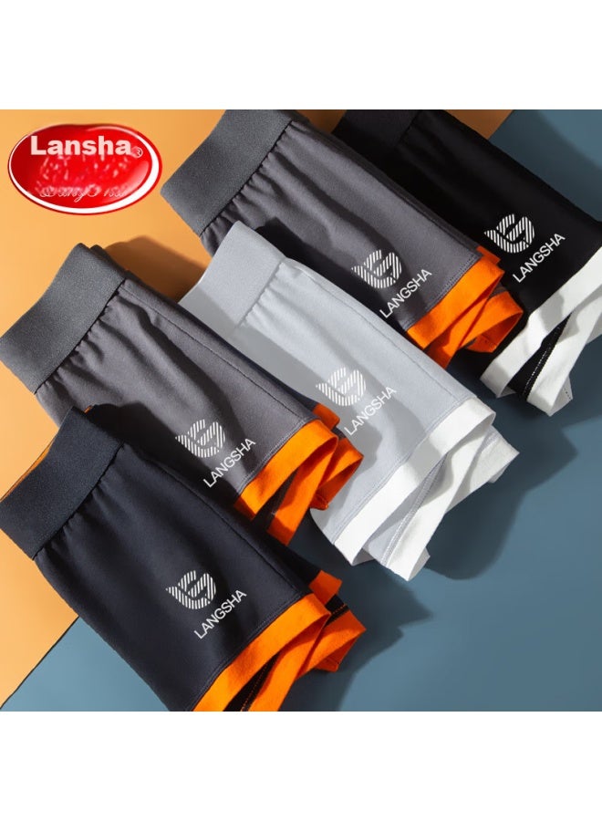 LANG SHA Langsha Men's Underwear, Pure Cotton, Antibacterial, Comfortable, Mid-rise Boxer Briefs, Men's Shorts, 4-pack  - Image 2