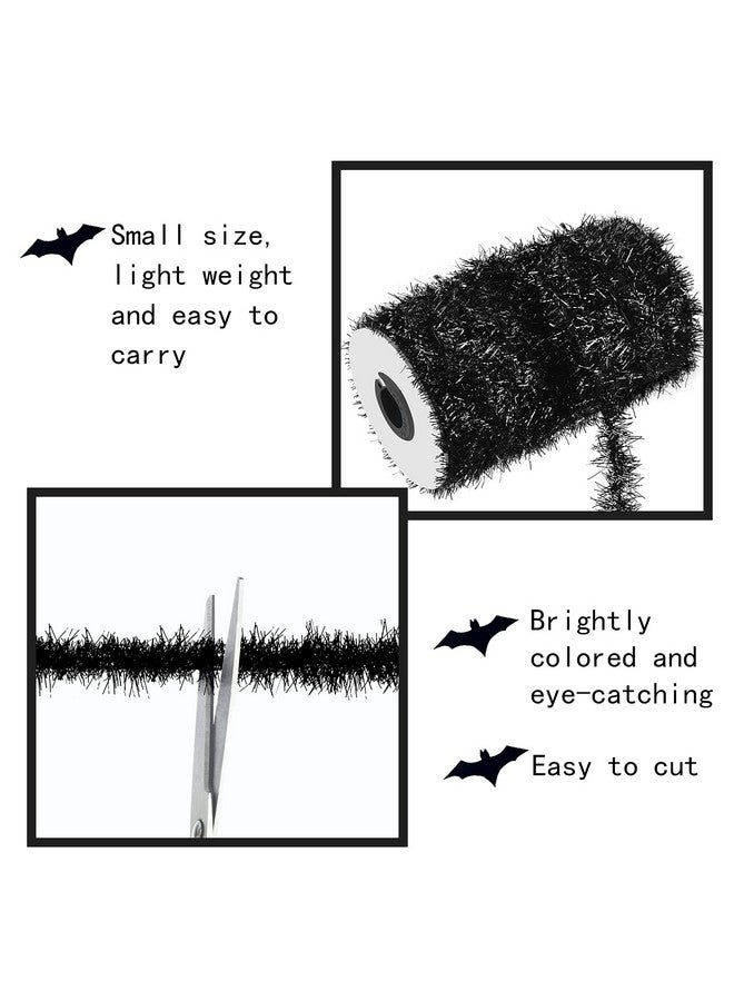 Canlierr 50 Yards Christmas Tinsel Garland Thin Glitter Tinsel Metallic Holiday Tinsel Garland Twist Tinsel Garland Decoration for Christmas Tree Birthday Party Wedding Decorations Supplies (Black) - Image 2