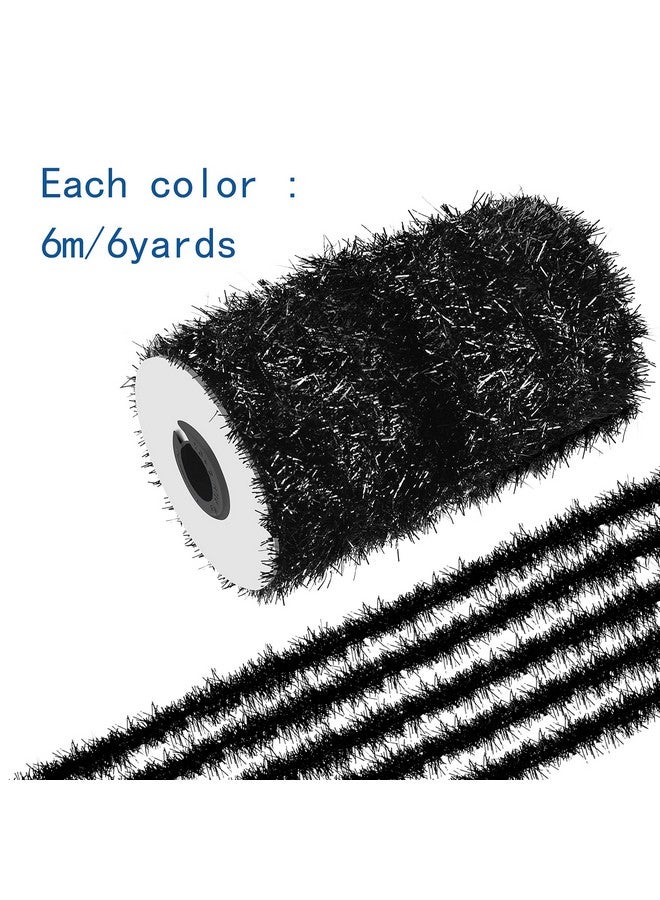Canlierr 50 Yards Christmas Tinsel Garland Thin Glitter Tinsel Metallic Holiday Tinsel Garland Twist Tinsel Garland Decoration for Christmas Tree Birthday Party Wedding Decorations Supplies (Black) - Image 3