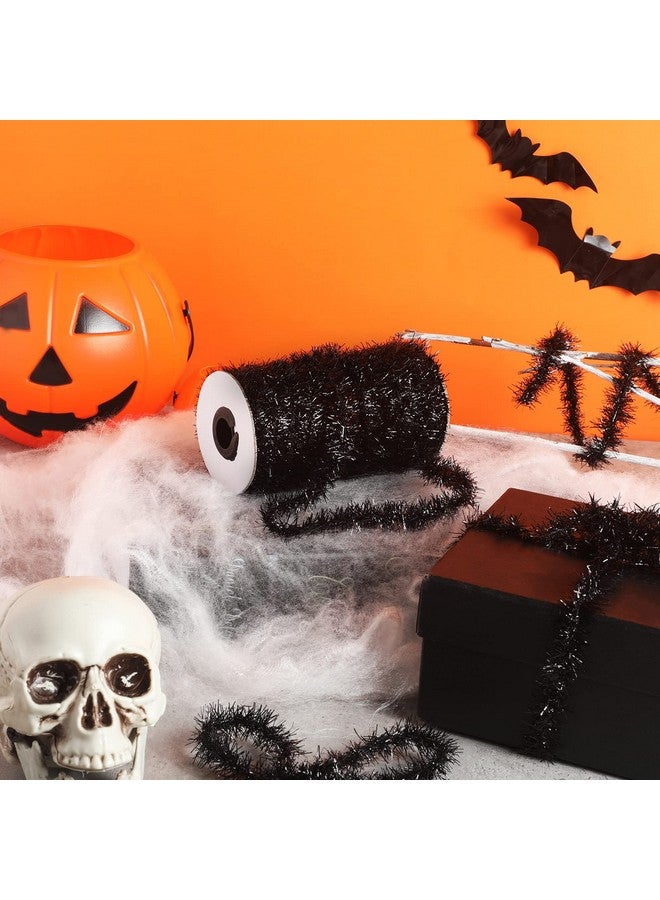 Canlierr 50 Yards Christmas Tinsel Garland Thin Glitter Tinsel Metallic Holiday Tinsel Garland Twist Tinsel Garland Decoration for Christmas Tree Birthday Party Wedding Decorations Supplies (Black) - Image 4