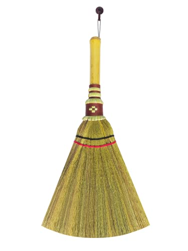 AW BROOMS Handmade,Natural Grass Asian, Whisk Broom Thai, Handle Bamboo, Soft Brush Mini with Solid Wood Handle Retro Nature No Static Electricity Sweeping 13in - Image 3