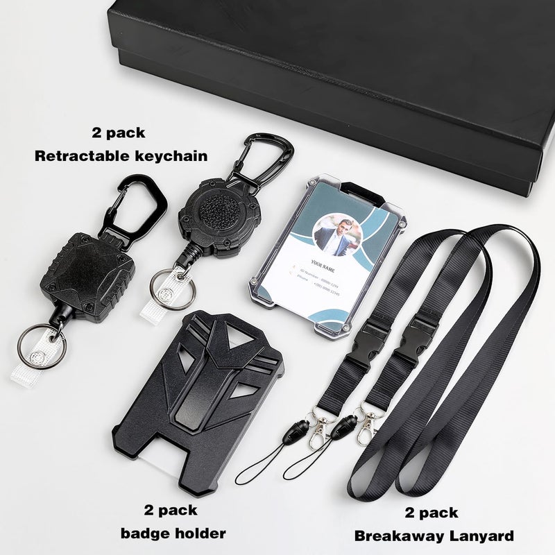 AIDSOTOU Badge Holder Retractable Clip Heavy Duty Carabiner Badge Reel Keychain with Breakaway lanyards for id Badges Cool Tactical ID Cards Holder - Image 2
