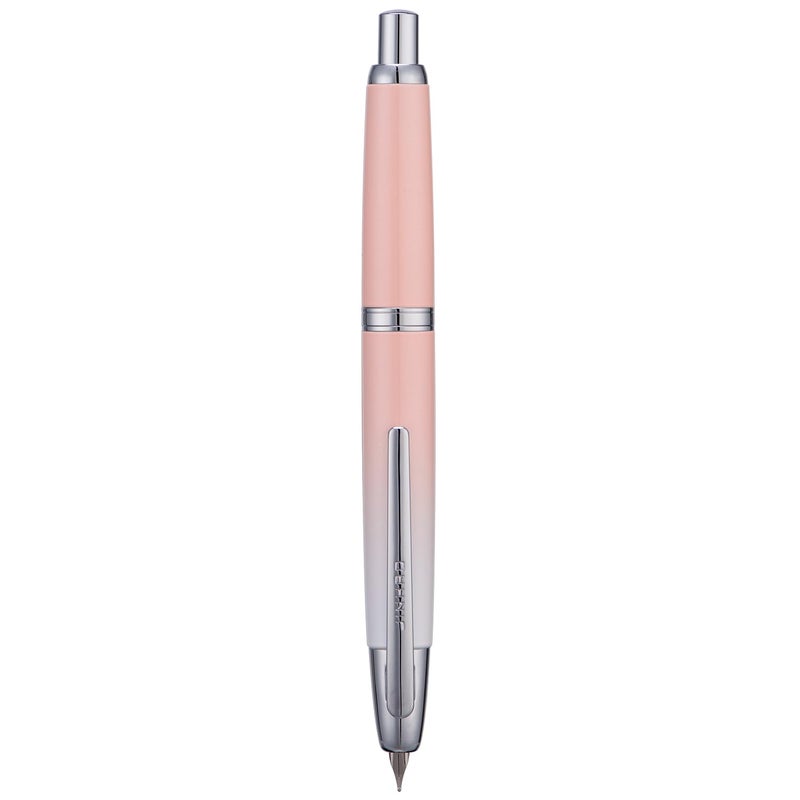 Wikult Jinhao 10 Press Fountain Pen with Box, Gradient Peach Pink Retractable Extra Fine Nib with Ink Converter Set (Silver Clip) - Image 1