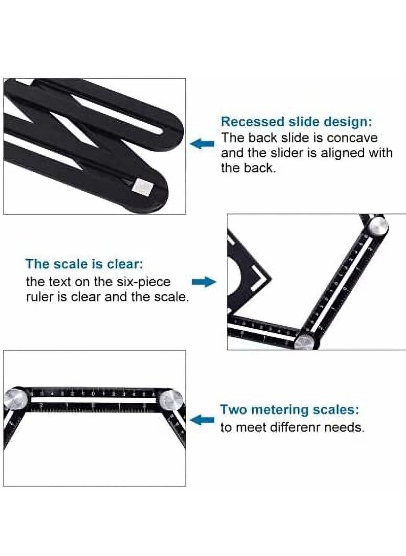 Dubkart - Six-Sided Aluminum Alloy Angle Measuring Tool - Universal Opening Locator-Universal Angularizer Ruler - Full Metal Multi Angle Measuring Tool-Upgraded Aluminum Alloy Ruler - Image 1