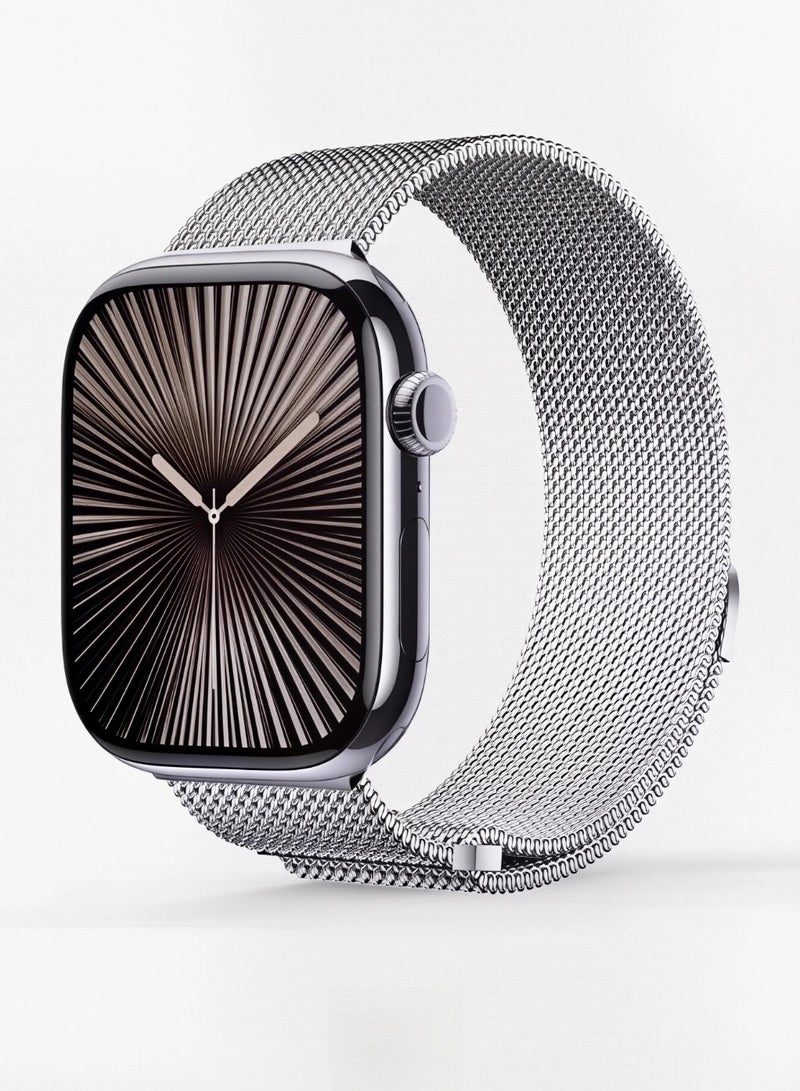 Silvery,Milanese, watch band,Iwatch band, Apple Watch band, 42mm44mm45mm46mm49mm, compatible with all series of S11 S10 S9 S8 SE - Image 1