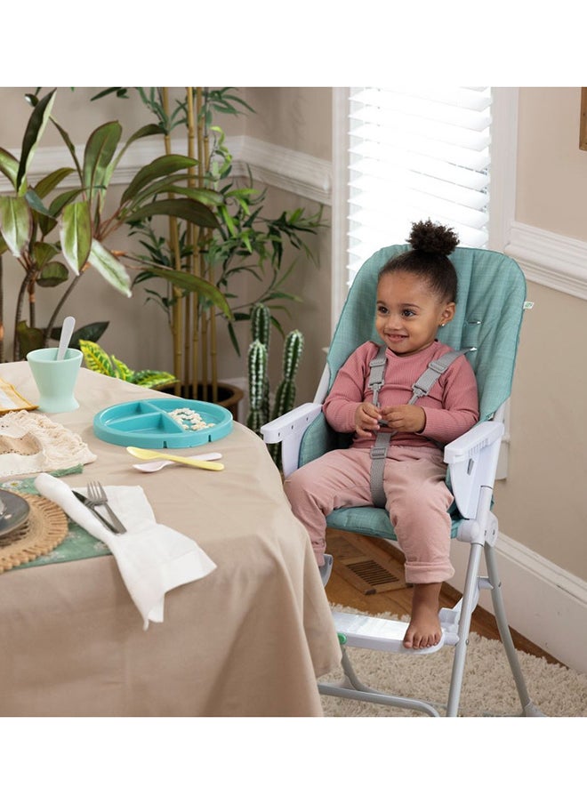ingenuity - Sun Valley Compact Folding High Chair With 5-Point Harness, 6 Months And Up, Teal - Image 1