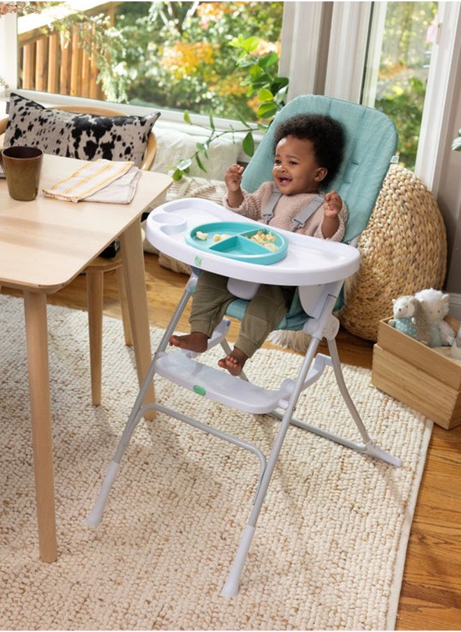 ingenuity - Sun Valley Compact Folding High Chair With 5-Point Harness, 6 Months And Up, Teal - Image 1