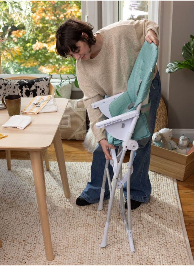 ingenuity - Sun Valley Compact Folding High Chair With 5-Point Harness, 6 Months And Up, Teal - Image 1