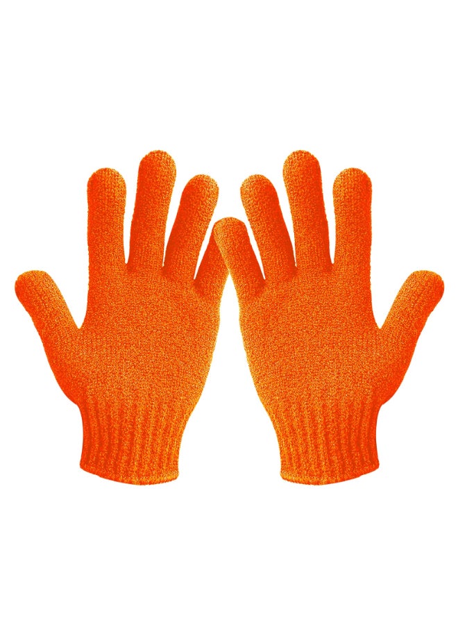 MIG4U Exfoliating Shower Gloves for Bath Premium Nylon Body Wash Bathing Gloves for Men Women Spa Massage and Skin Scrub Dead Skin Remover with Hanging Loop Orange Regular Size - Image 3