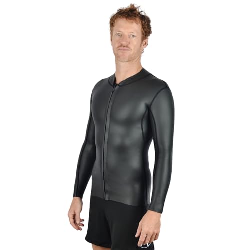 A Vebodi Men's Surf Wetsuit Top. Mens 1.5mm Neoprene Surfing Jacket. Long Sleeve-Front Zipper Vest. Wet Suit Top. Small - Image 2