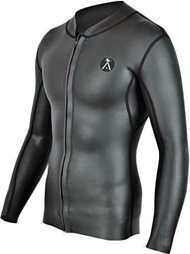 A Vebodi Men's Surf Wetsuit Top. Mens 1.5mm Neoprene Surfing Jacket. Long Sleeve-Front Zipper Vest. Wet Suit Top. Small - Image 5