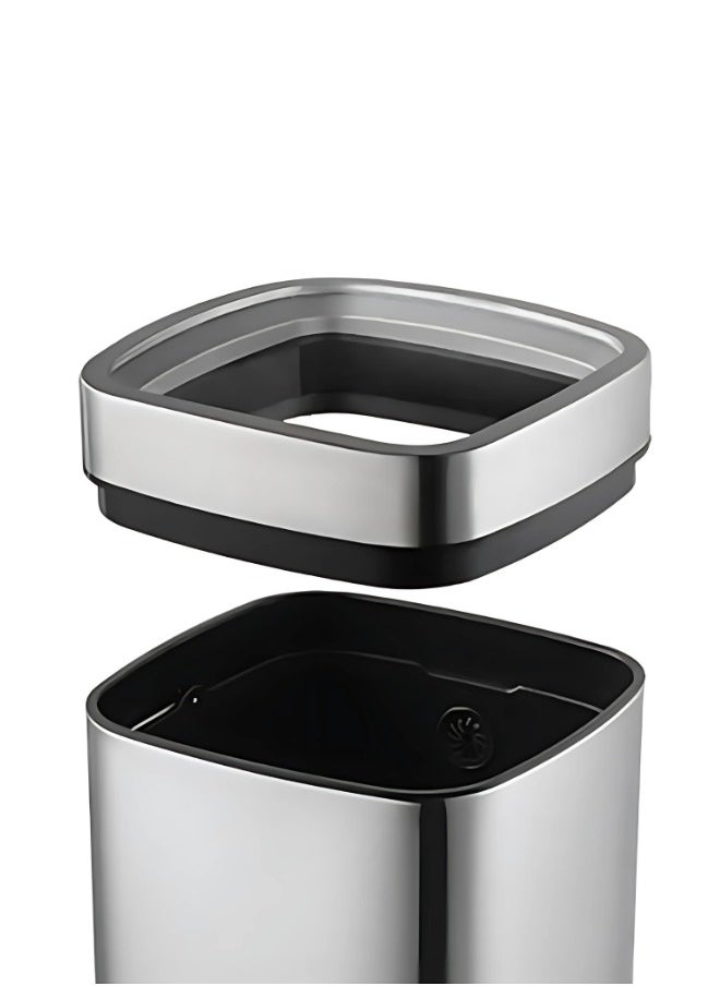 EKO LAGUNA SERIES | 35L Open-Top Trash Can | Brushed Stainless Steel Finish | Fingerprint-Resistant Surface | Large Commercial-Style Waste Bin for Kitchens, Offices & Public Spaces | Metallic Grey  - Image 3