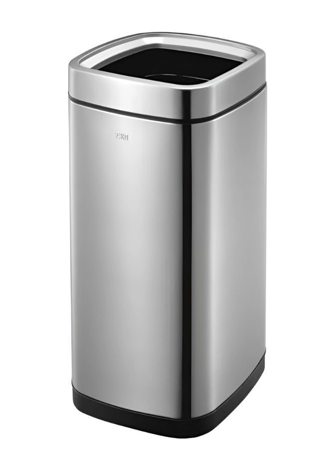 EKO LAGUNA SERIES | 35L Open-Top Trash Can | Brushed Stainless Steel Finish | Fingerprint-Resistant Surface | Large Commercial-Style Waste Bin for Kitchens, Offices & Public Spaces | Metallic Grey  - Image 1