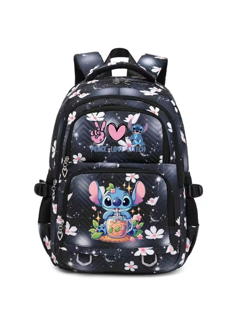 STITCH Stitch cartoon print embossed large capacity schoolbag for primary and secondary school students cute backpack light and fashionable backpack 31*43*16CM
